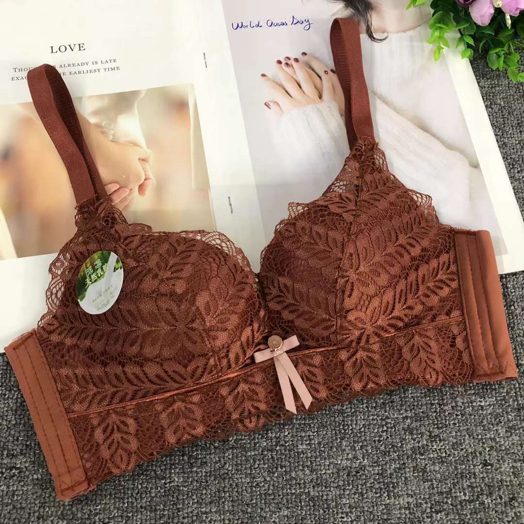 Nuevo sujetador de alta calidad de moda de encaje jacquard transpirable y cómodo ajuste lateral de pecho de cuatro botones ropa interior mujer