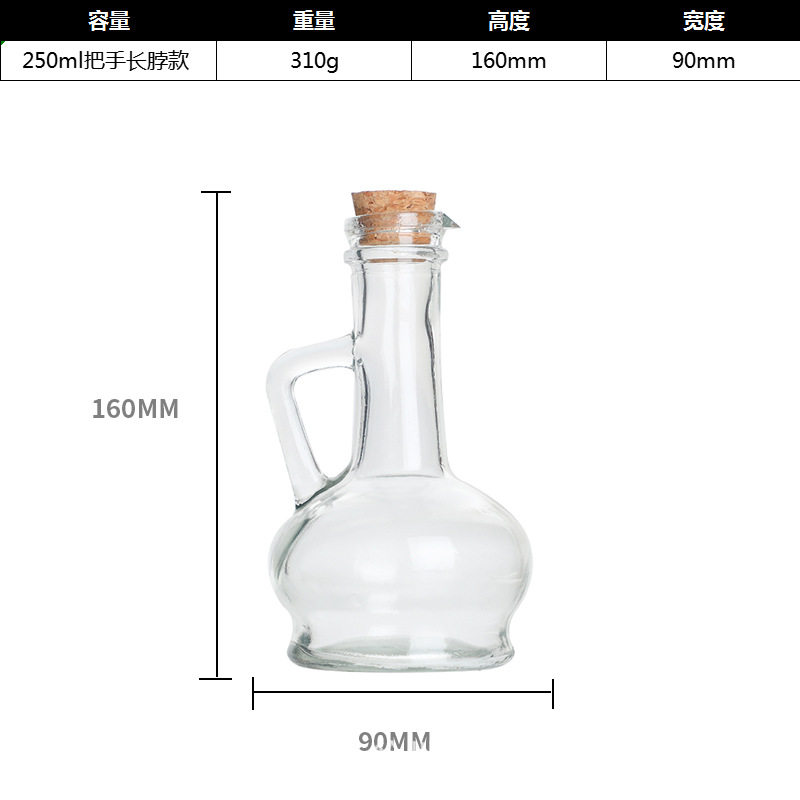 Amazon botellas de vidrio transparentes creativas de mango tallado botella de aceite botella de sabor de vino botella de salsa de soja empaquetada botella vacía al por mayor