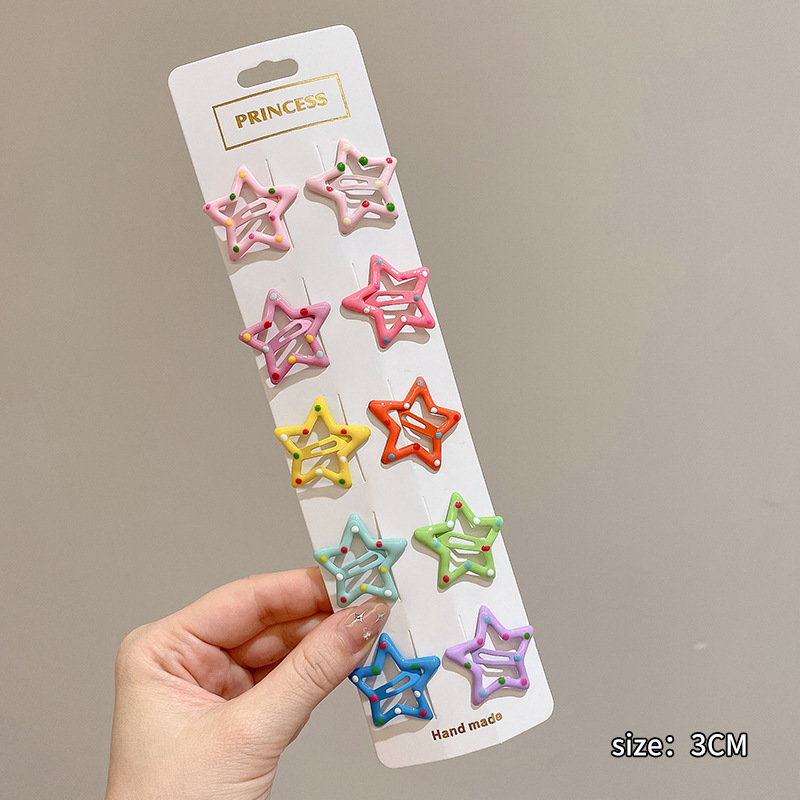 Pinza bb de color dopamina para niños cabello roto estrella de cinco puntas horquilla para niñas que no lastima el cabello, pinza para el cabello con flequillo para bebés, accesorios para el cabello lindos