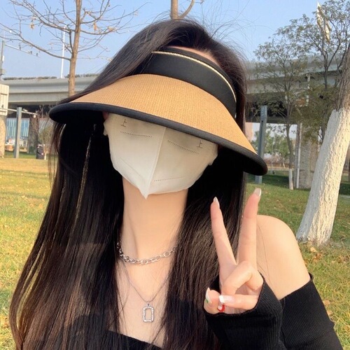 Foldable UV-protective Raffia Sun Hat with Empty Top, for Women, Summer Sun Hat, Wholesale