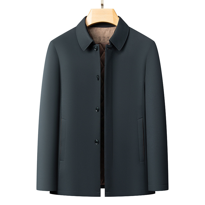 2025 Autumn and Winter New Style Middle-Aged and Elderly Men's Cotton Coat with Lapel Buttons and Thickened Wool Lining Executive Jacket 2025 Autumn and Winter New Style Middle-Aged and Elderly Men's Cotton Coat with Lapel Buttons and Thickened Wool Lining Executive Jacket