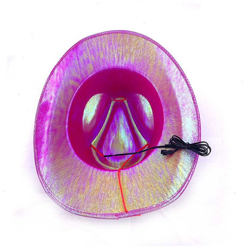 #550-4 玫红色底(红色)发光牛仔帽