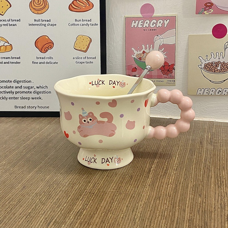 Taza de cachorro lindo Taza de alto valor Regalo de cumpleaños femenino Taza de cerámica Regalo de mano Taza de agua Café Taza de pareja