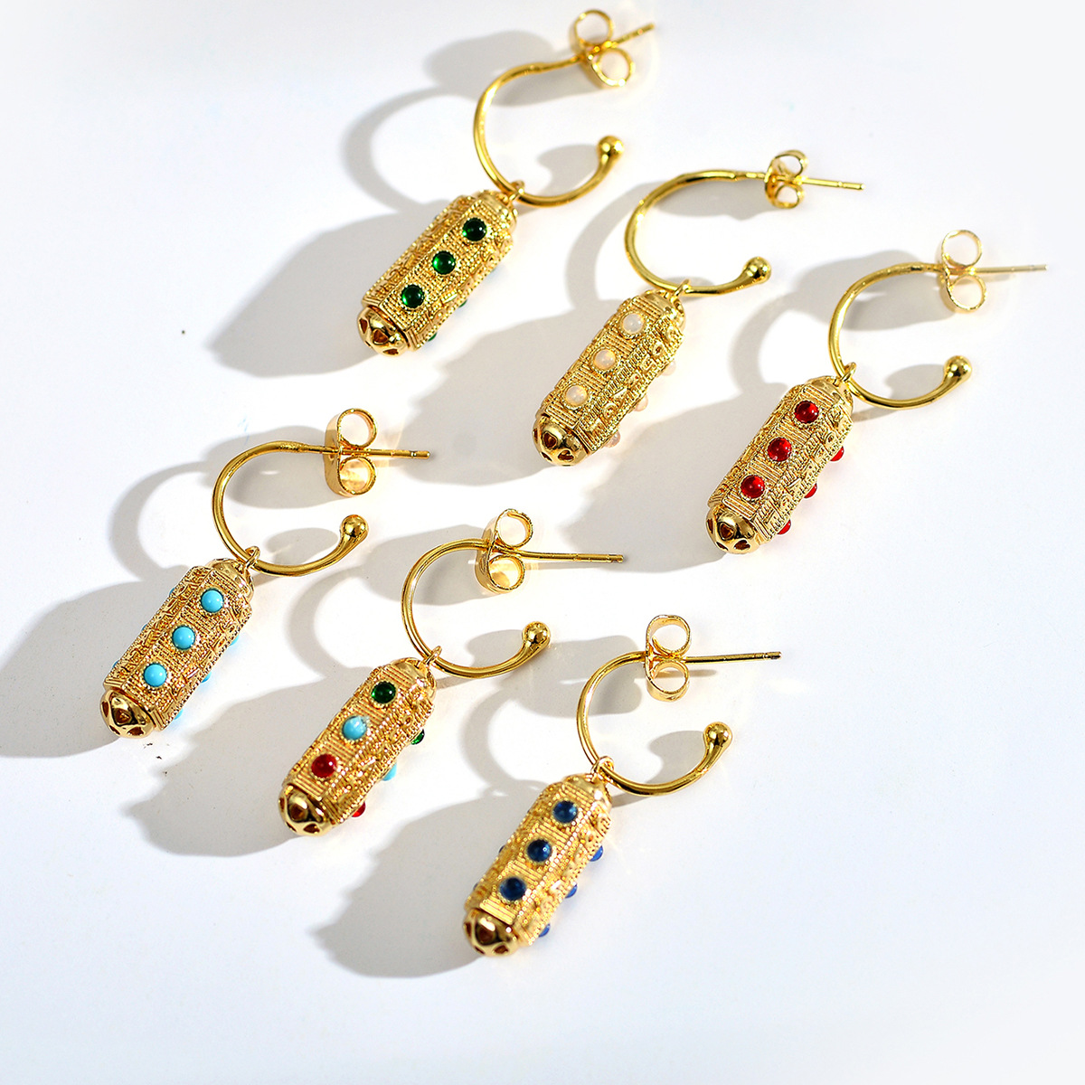 30g Weight Copper Ear Needle Material Drop Earrings Classification 1 Pair Quantity Casual, Daily Occasion Copper Material Geometric, Solid Color Pattern Women's Gender Plating Design Vintage Style Style 1 Pair Vintage Style Geometric Solid Color Plating Copper Drop Earrings 8