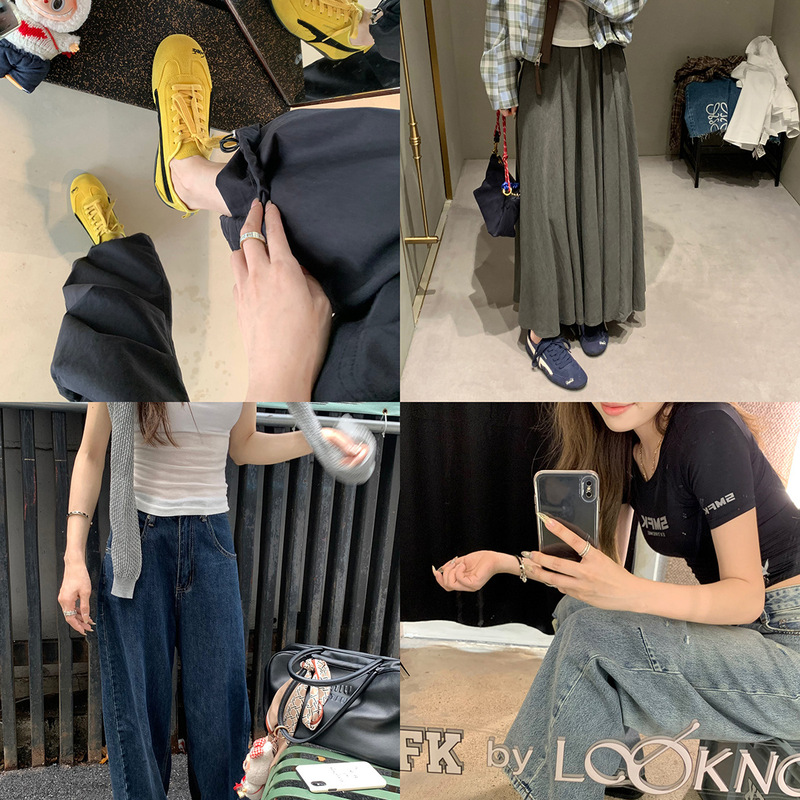 羊皮版~2025新款增高3cm时髦博主感刺绣系带圆头赛车德训鞋女|undefined