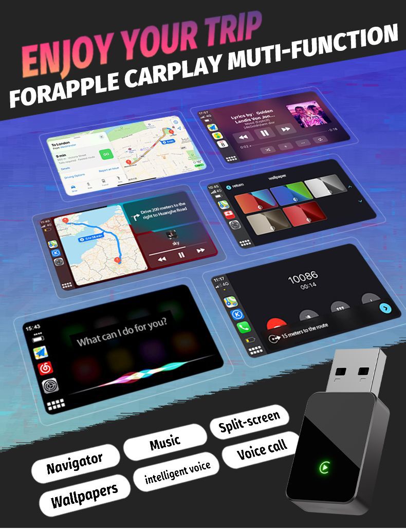 2-in-1 New Wireless Carplay Box, Converts Wired to Wireless for Original Car, Apple Adapter, Android Auto Car Device