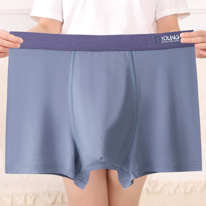 Modal Men's Underwear Youth Mid-High Waist Sports Breathable Boxer Briefs Loose Plus Size Fat Boy Boxer Briefs