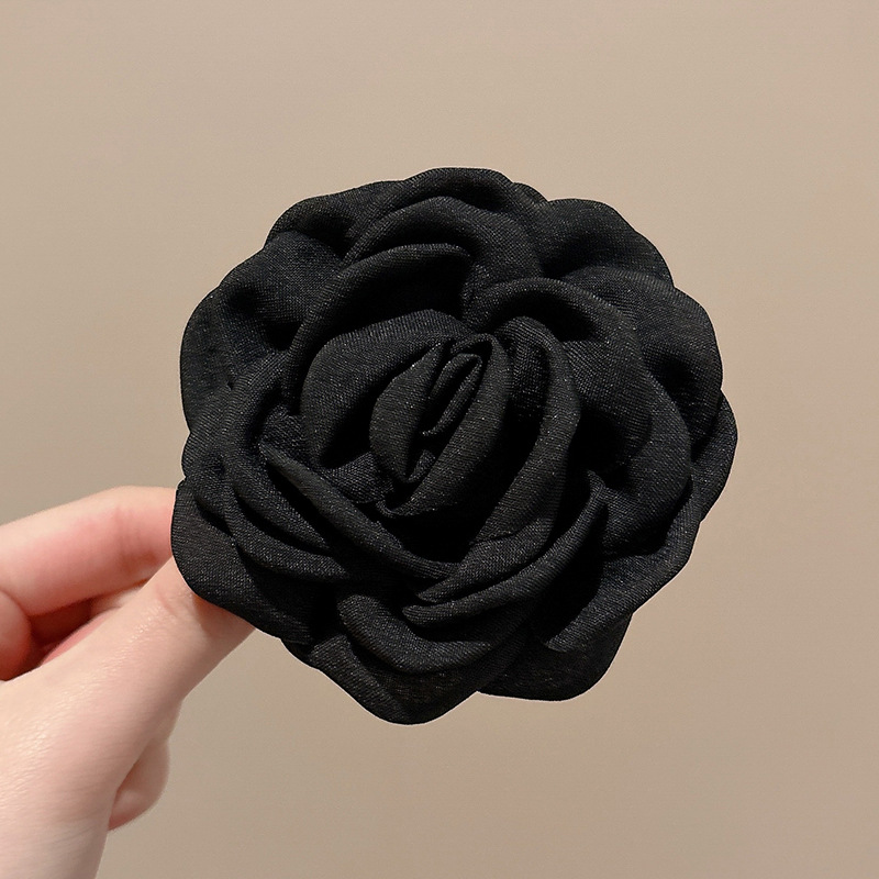 Pinza para el cabello de flor rosa para mujer 2025 nuevo clip de agarre para el cabello con placa posterior de la cabeza grande clip de tiburón de flor para la cabeza horquilla