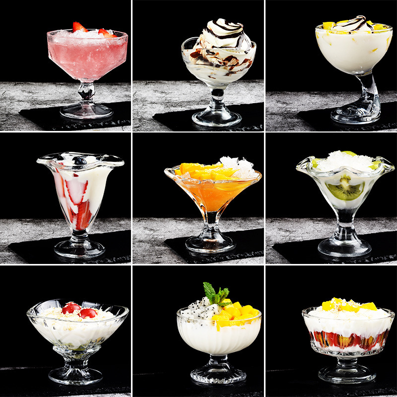 Wholesale Creative Ice Cream Cups, Glass Cups, Tall Dessert Cups, Ice Cream Cold Drink Milkshake Juice Ice Cream Water Cups