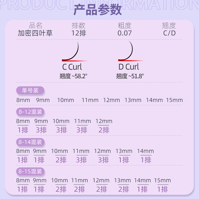NAGARAKU W-tipo cifrado trébol de cuatro hojas no es fácil de perder la raíz suave gruesa 8D Flor de hadas en flor injerto pestañas postizas