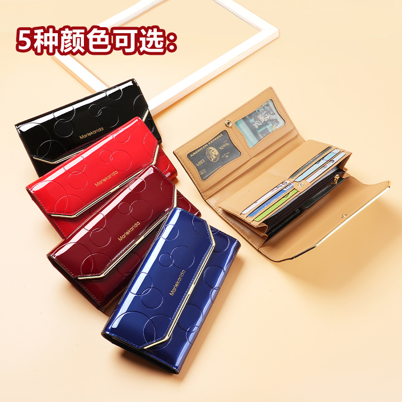 Trending Genuine Leather Women's Long Wallet - New Simple Elegant Multifunctional Large Capacity Clutch - Thumbnail 4