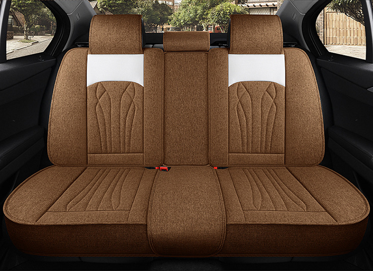 Car Seat Cushion Full Surround, Universal for All Seasons, Cartoon Linen Fabric Car Seat Cover, Special Seat Cover for Small Cars