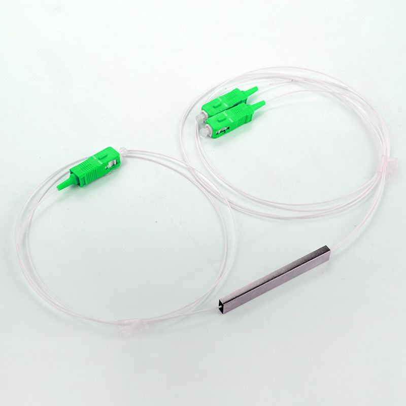 电信级1分2 SC-APC PLC光纤微分分路器 0.9mm 钢管式分光器 1米