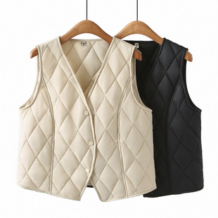 plus size women's cotton vest V-neck 2024 autumn and winter waistcoat fat girl V-neck vest fat girl 200kg vest slim 312