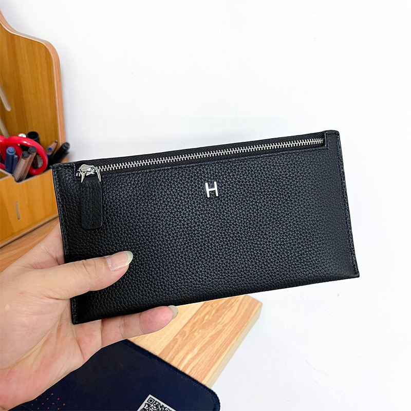 Top Layer Cowhide Long Wallet Women's 2025 New Ultra-thin Handheld Phone Bag Card Holder Genuine Leather Simple Zipper Wallet