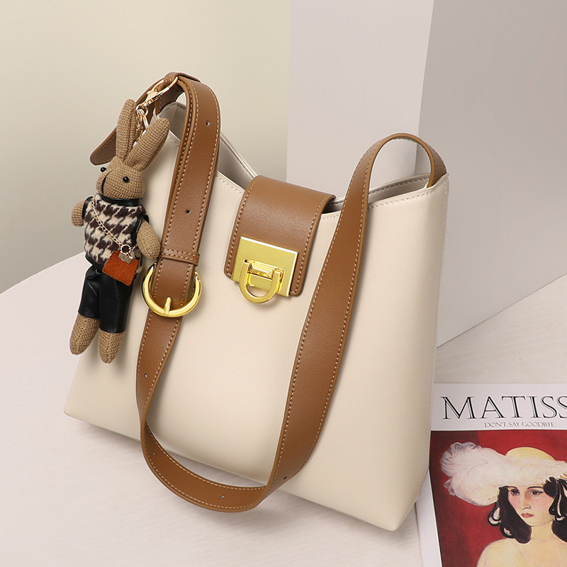 Bolso de Cubo Bandolera para Mujer de Piel de Vaca y Cuero Sintético de Gran Capacidad para Uso Diario