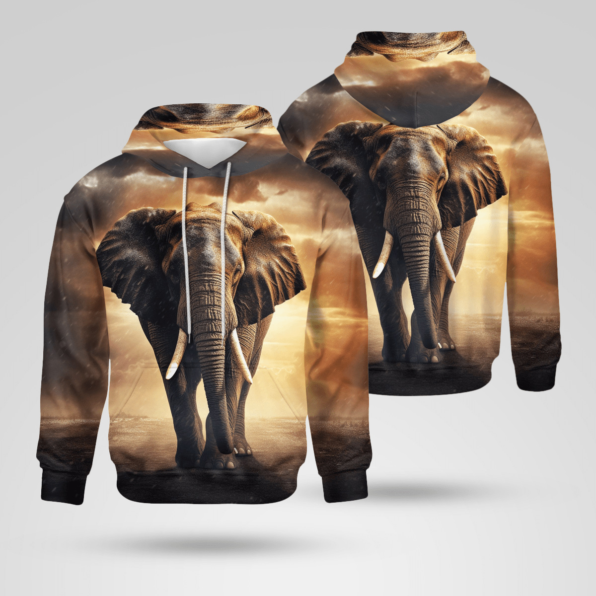 Sweat à capuche garçon motif éléphant impression 3d pull_voghion.com