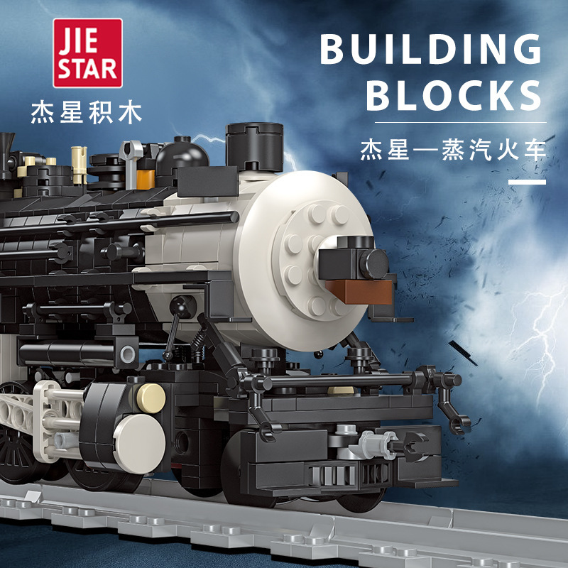 Jiexing pequeña partícula locomotora de vapor bloques de construcción para niños modelo de tren de simulación niño regalo de juguete del día del niño