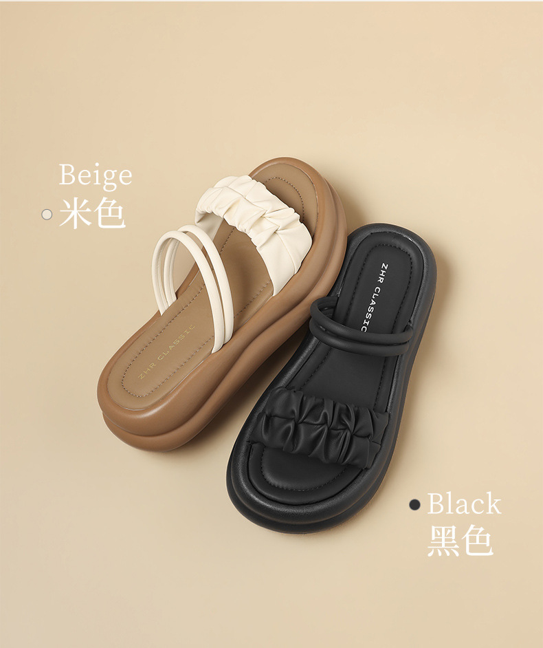 Dép sandal nữ xỏ ngón đế dày phong cách Hàn Quốc — M709 Màu be chi tiết 9