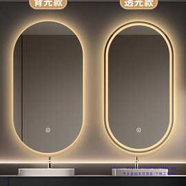 椭圆形浴室镜防雾卫生间梳妆台化妆发光镜子壁挂智能镜触摸屏