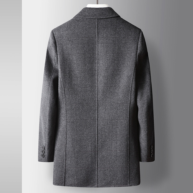 Herrenbekleidung Herrenmantel Herbst und Winter doppelseitige Wolle handgefertigte Windjacke mittleren Alters und junger Business-Casual-Wolljacke mit Seiden-Baumwollfutter_voghion.com