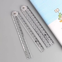 雅思创意亚克力透明折叠尺直尺量角器简约刻度塑料尺学生绘图尺子