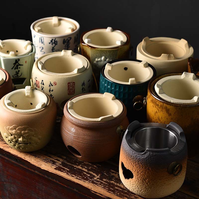 木炭茶ストーブ、粗陶器茶ストーブ、高温耐性セラミック直火ストーブ、温かいお茶バーベキュー、レトロなドライストーブ|undefined