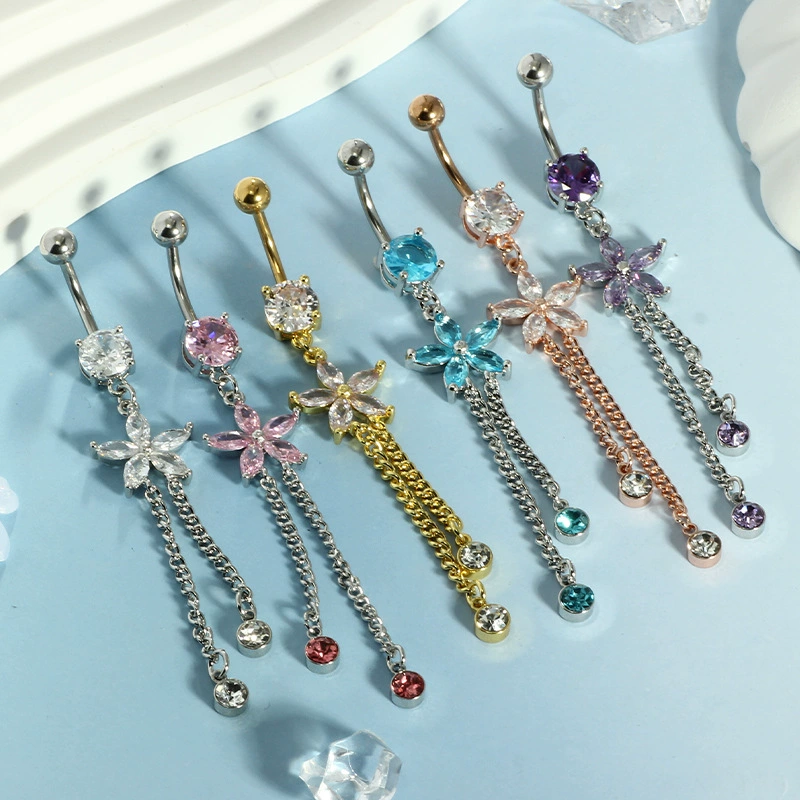 (Cross-border trading), copper physiological belly button piercing with zircon, (Physicals), Amazon