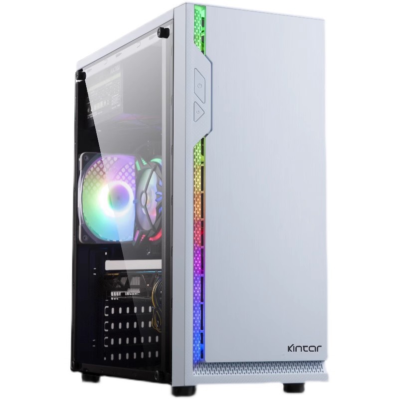 Cross-border desktop PC computer host Shell panoramic side transparent RGB colorful light bar water-cooled Game e-sports chassis