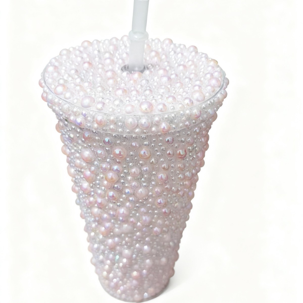 Taza de agua fría de gran capacidad de perlas de diamante doble copas de agua de café ps taza de agua de paja de diamante para mujeres