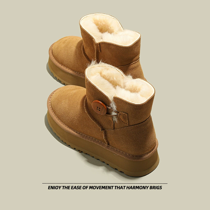 Winter non-slip low boots platform, shoes, genuine leather