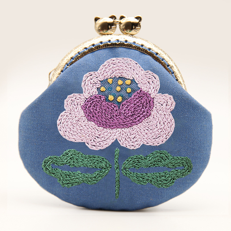 Bordado DIY boca hecha a mano paquete de material de la bolsa de oro auto-Bordado de estilo Europeo tridimensional bolsa de tela creativa de almacenamiento billetera