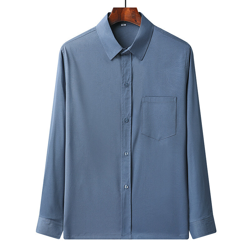 New Ice Silk Summer Middle-Aged and Elderly Men's Two-Piece Shirt Suit H013 Ice Silk Long Sleeves