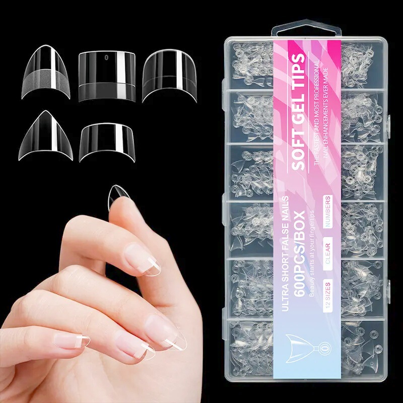 Almond Short French Oval Nail Tip 600 Pieces Mixed Size Glue Square Design Artificial Almond Short French Oval Nail Tip 600 Pieces Mixed Size Glue Square Design Artificial