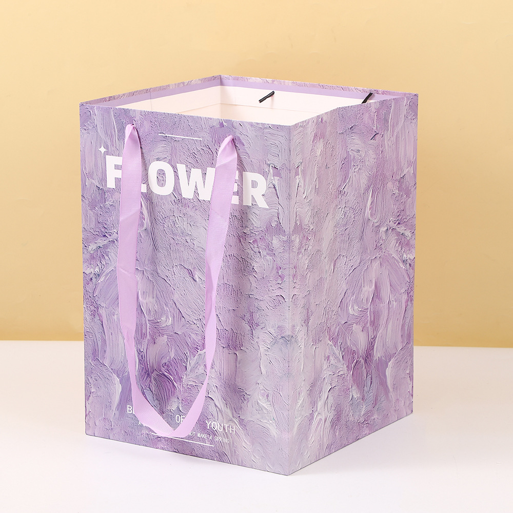 Valentine's Day New Rectangular Flower Tote Bag Floral Packaging Gift Bag Bouquet Manufacturer Wholesale for Flower Shops