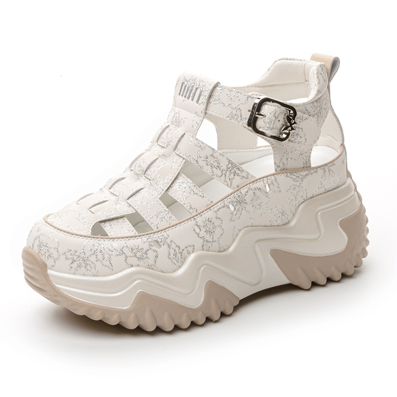 Comercio exterior transfronterizo popularidad de zapatos de mujer sandalias de cabeza de bolsillo de mujer verano 2026 nuevo muffin zapatos de suela gruesa