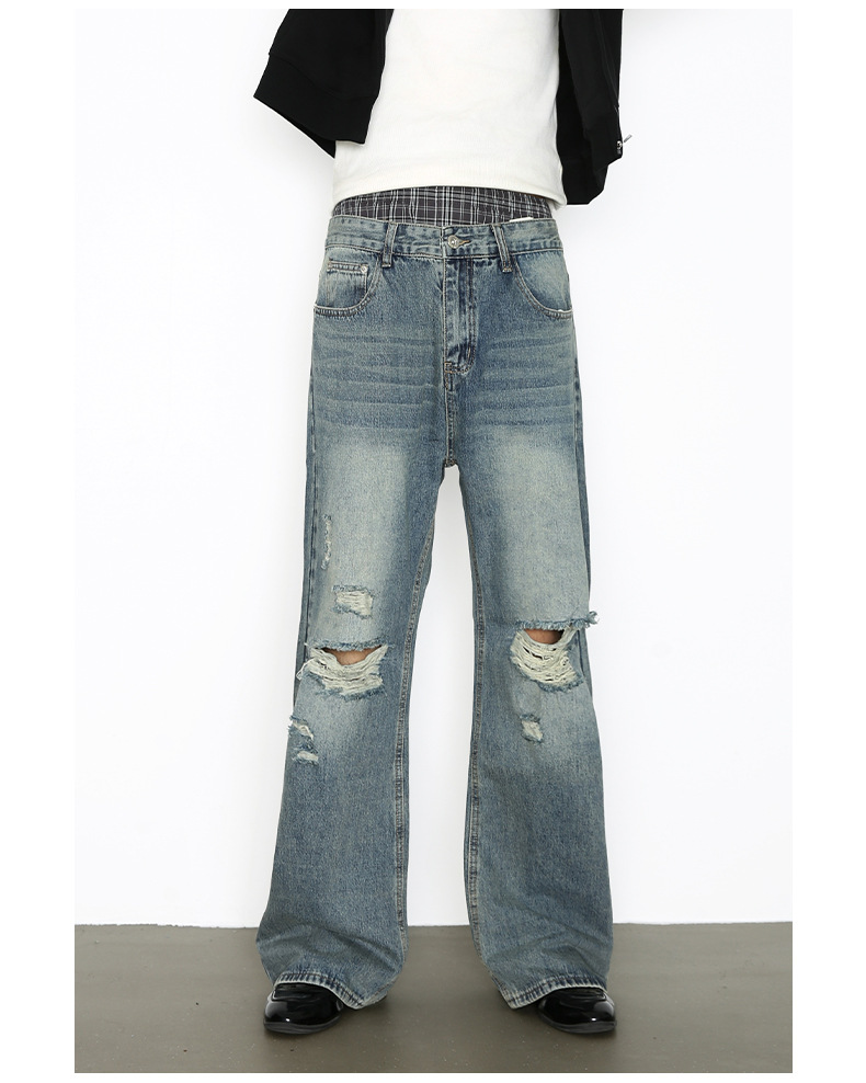 Vintage Washed Denim Jeans For Men Straight And Bootcut Fit_voghion.com