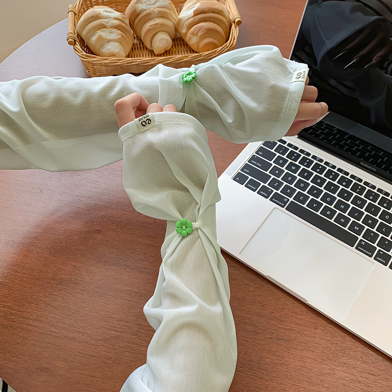 Mangas de hielo, mangas de protección solar, nuevos productos de verano, hebilla de disco de arte retro, mangas de hielo de hilo delicado, protectores de brazos de conducción sueltos y transpirables