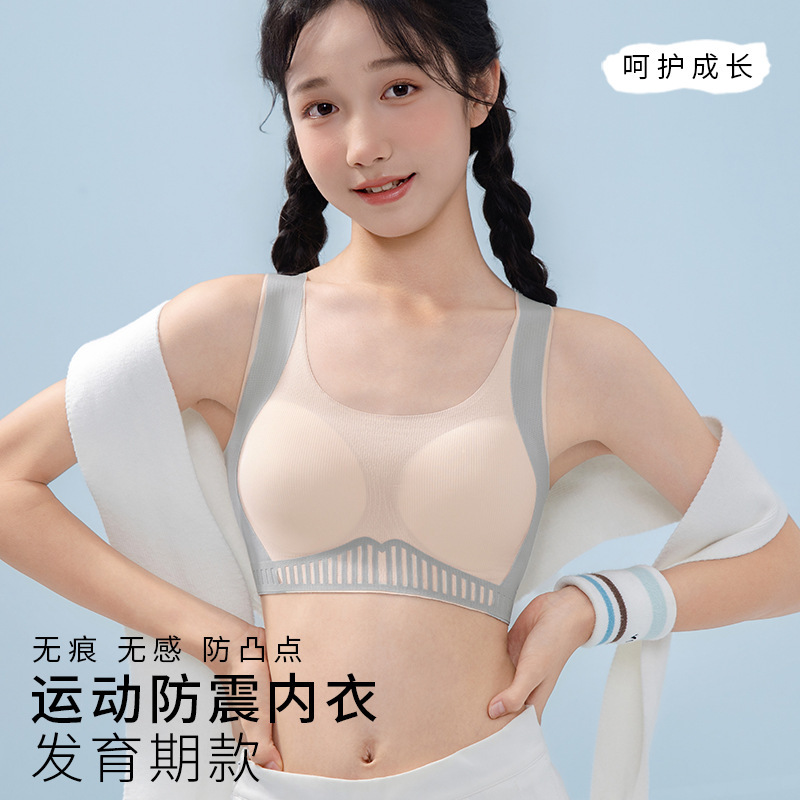 Seamless Underwear for Women, Summer Thin Style, for Students in Middle and High School, 18-Year-Old Girls in Their Developmental Period, Sports Shock-Proof Vest-Style Bra Seamless Underwear for Women, Summer Thin Style, for Students in Middle and High School, 18-Year-Old Girls in Their Developmental Period, Sports Shock-Proof Vest-Style Bra