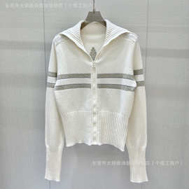 深圳南油货~高版本D家 25早秋新款 金银线五角星字母圆领针织长袖