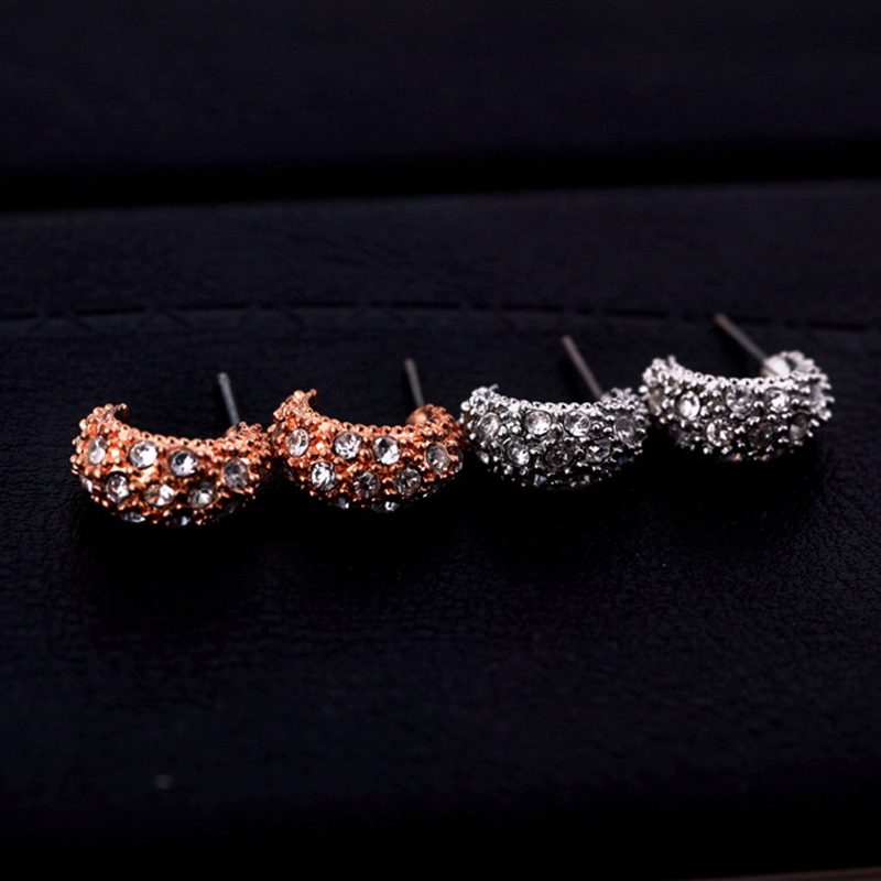 Japan And South Korea Small And Delicate Ear Stud Shiny Diamond-encrusted Goddess Temperament Earrings Girlfriends Same Style Gift Ear Rings Wholesale Fashion display picture 1