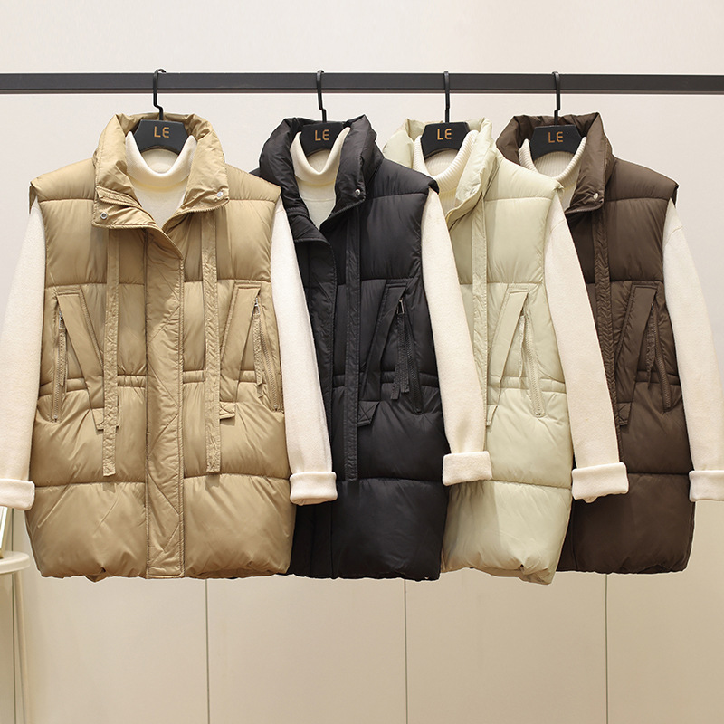 Algodón chaleco de mujer otoño invierno engrosado chaleco de cuello vertical chaqueta marcas de moda puerto inns algodón suelto camisa de algodón de hombro moda