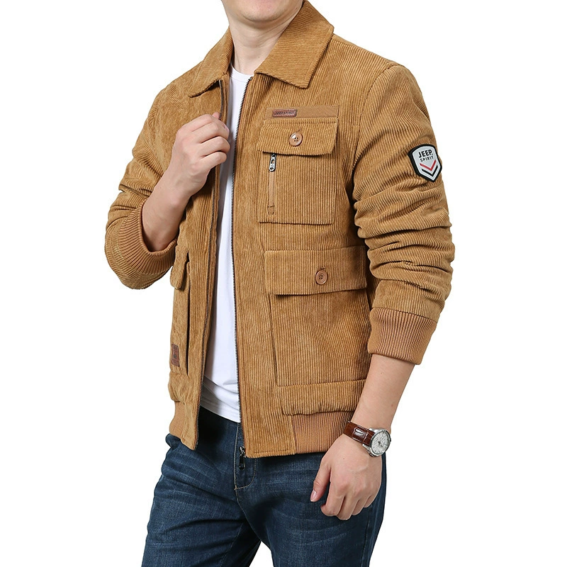 Трансграничная Вельветовая куртка Мужская куртка из овечьей кожи на флисовой подкладке Зимняя Повседневная инструментальная одежда для папы Хлопковая одежда для среднего и пожилого возраста