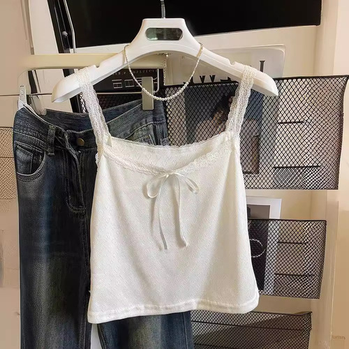 Lace Pure Desire Strappy Backless Top for Women White Nipple Revealing Top Lace Pure Desire Butterfly Bow Fitted Summer Small Strappy