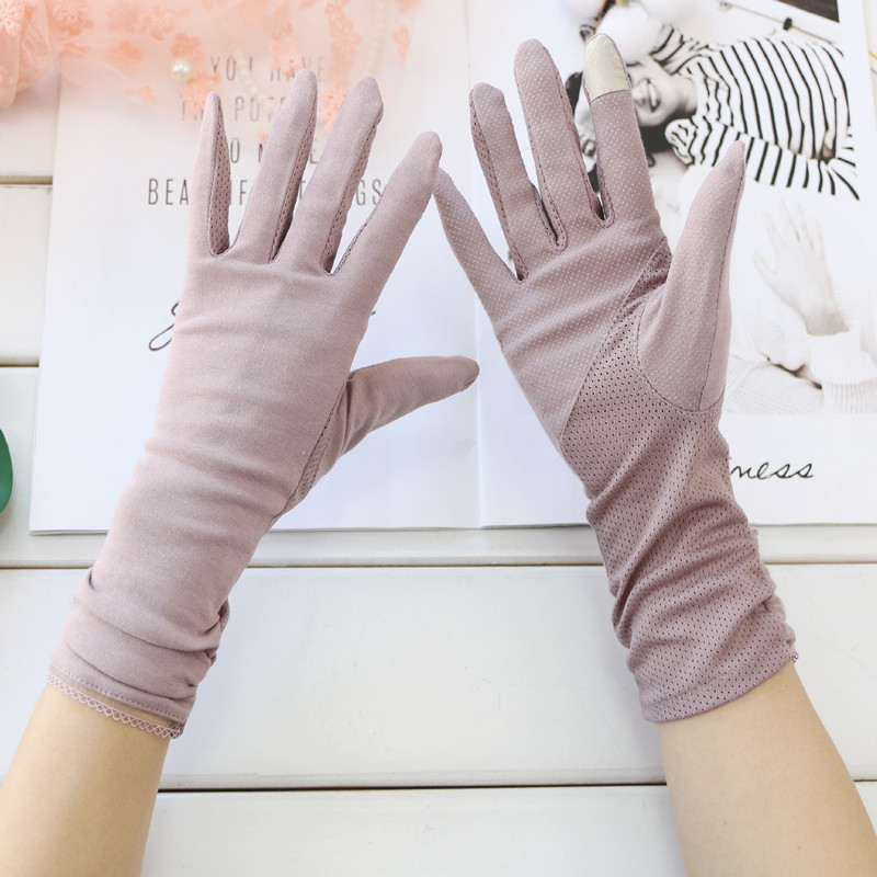 Summer driving sunscreen gloves women's thin cotton lengthened non-slip elastic riding sunshade breathable touch screen Spring and Autumn Lovers