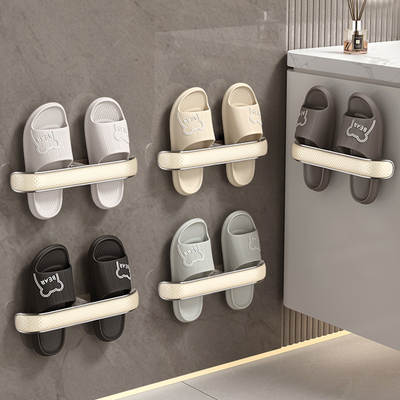 Bathroom Slipper Rack Punch-free Shoes Draining Storage Rack Wall-hanging Slippers Rack Bathroom Wall-hanging Towel Rack