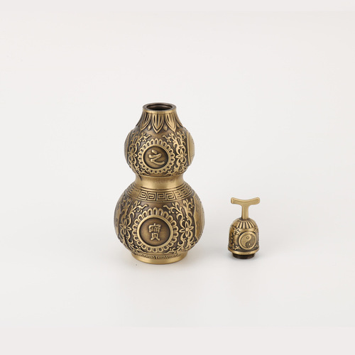 Manufacturers wholesale new copper gourd ornaments, open-cover copper gourds, machine-pressed gourds, handicrafts, Buddhist utensils, wholesale