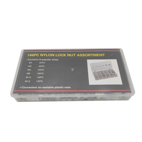 146PC anti-loosening nut combination wholesale locking hexagonal nut set nylon nut factory direct supply