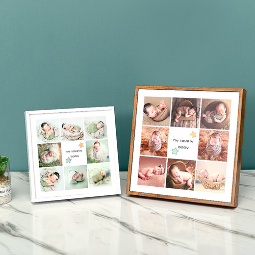 T9J5 wholesale simple nine-square grid photo frame table photo wall wedding photos enlarged wall hanging wedding photos plus washing and development