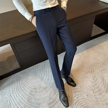 抗皱深灰垂感西裤男士修身小脚裤商务上班春秋新款休闲长裤子男裤